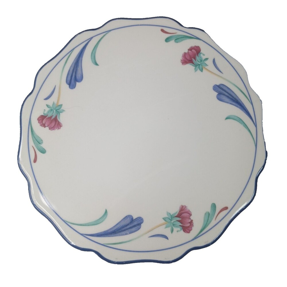 Lenox Poppies on Blue Cheese Trivet Scalloped 7 1/2" Discontined Vintage USA
